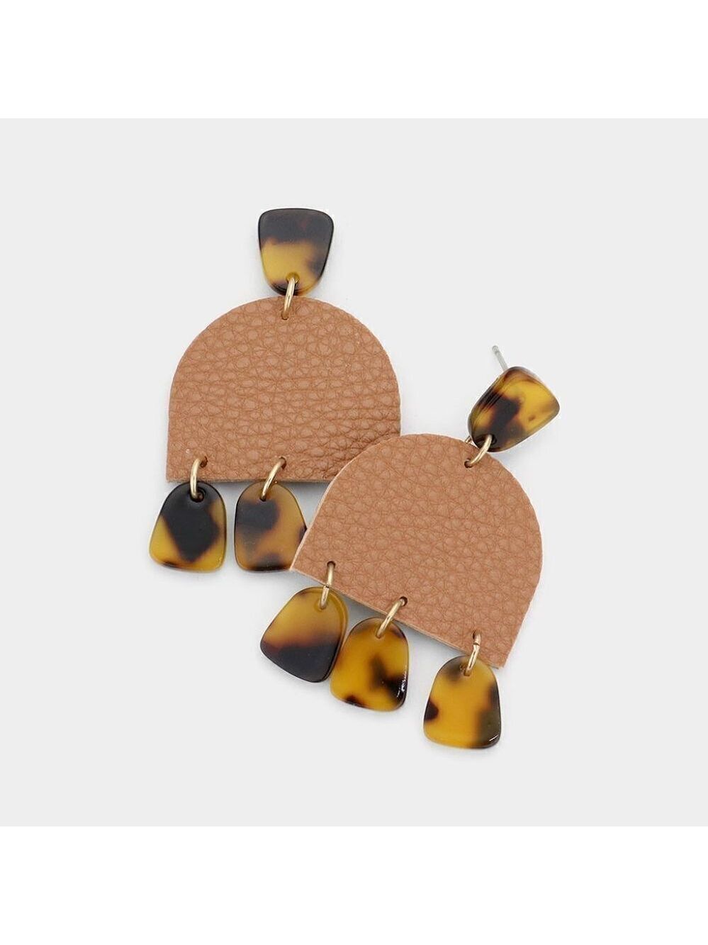 NEW Faux Leather Boho Tan Tortoise Brown Small Earrings